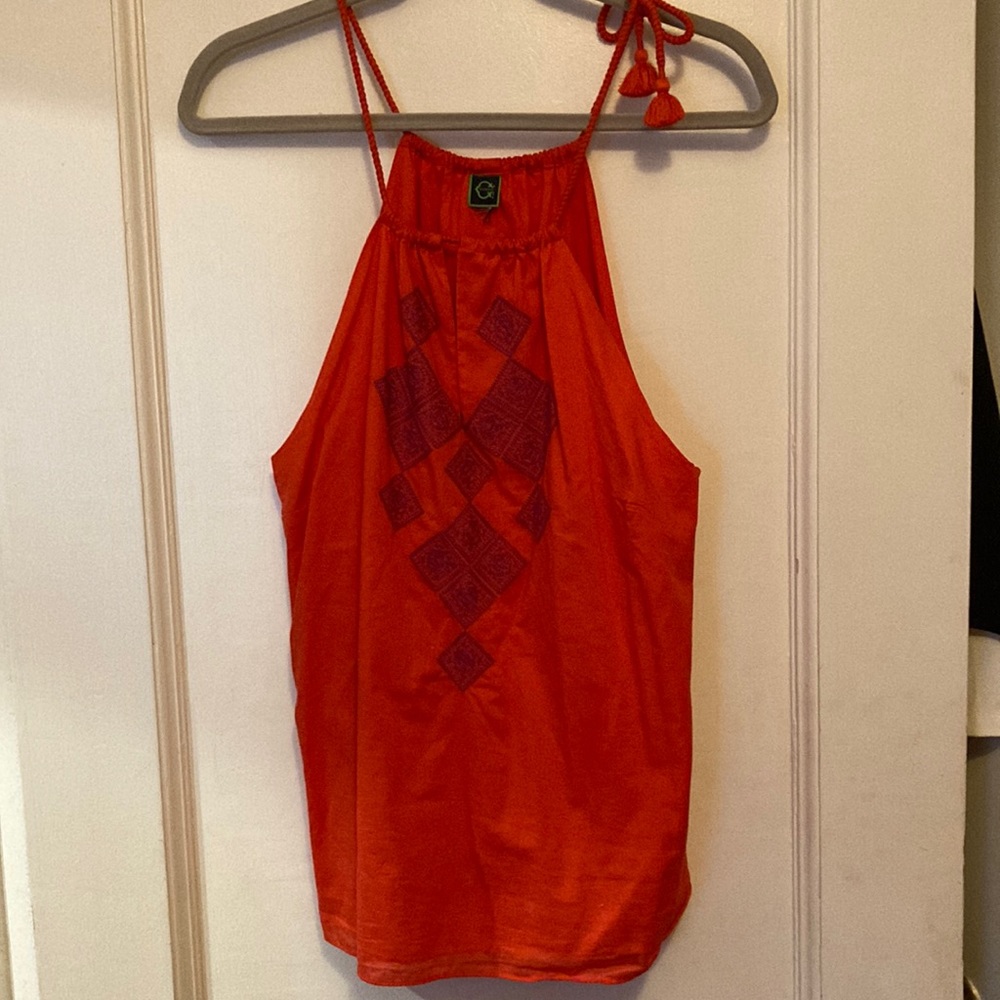C.Wonder Red-orange sleeveless cotton top, Size M
